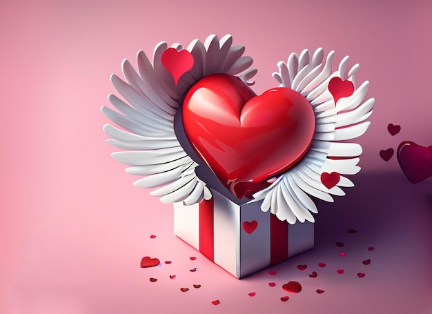 happy Valentin39s day background with opened gift box