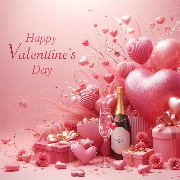 Happy valentine day with pink background