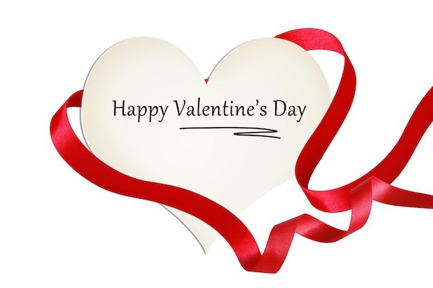 Photo happy valentine heart shaped elegant ribbon symbol of love