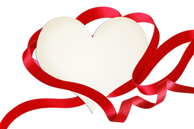 Photo happy valentine heart shaped elegant ribbon symbol of love