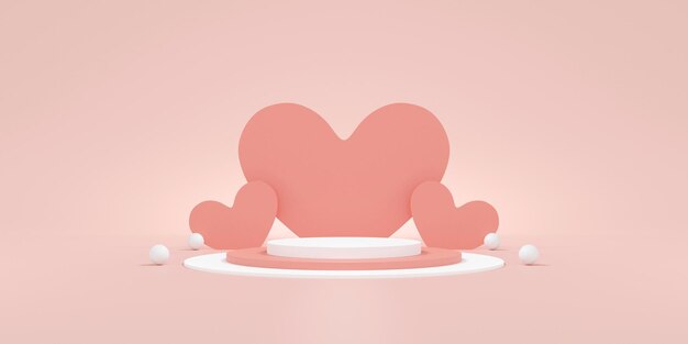 happy valentine's day concept. pink background minimal style for branding product presentation on valentine's day. mock-up scene with empty space.3d illustration