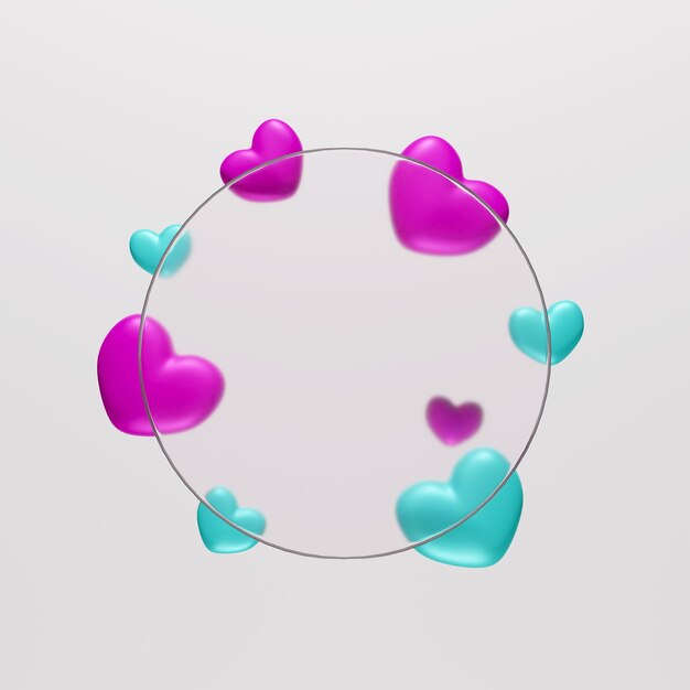 Happy Valentine's Day Glass Morphism 3d Illustration