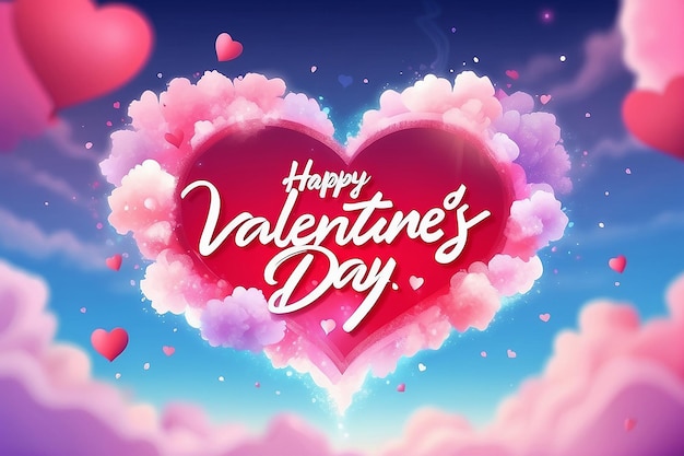 Happy valentines day 2024 handwritten text on blurred background valentines day in 14th february