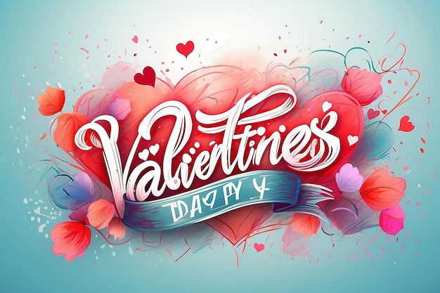 Happy valentines day 2024 handwritten text on blurred background valentines day in 14th february