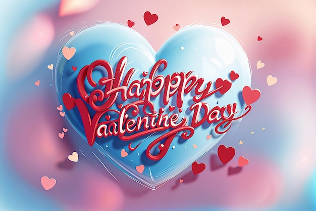 Happy valentines day 2024 handwritten text on blurred background valentines day in 14th february