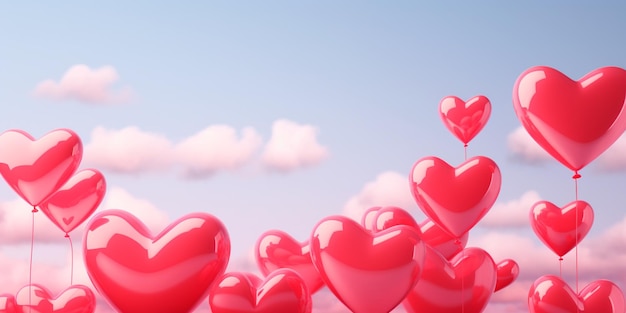 happy valentines day balloons background 3d render