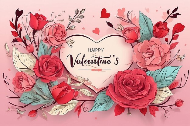 Happy Valentines Day banner with 3d red heart Celebration vector background Love couple