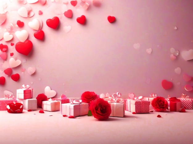 Happy valentines day beautiful pink background ai image generator