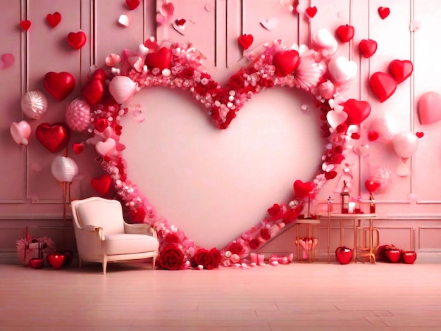 Happy valentines day beautiful pink background ai image generator