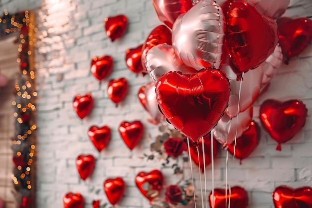 Happy valentines day decoration with heart shape balloon