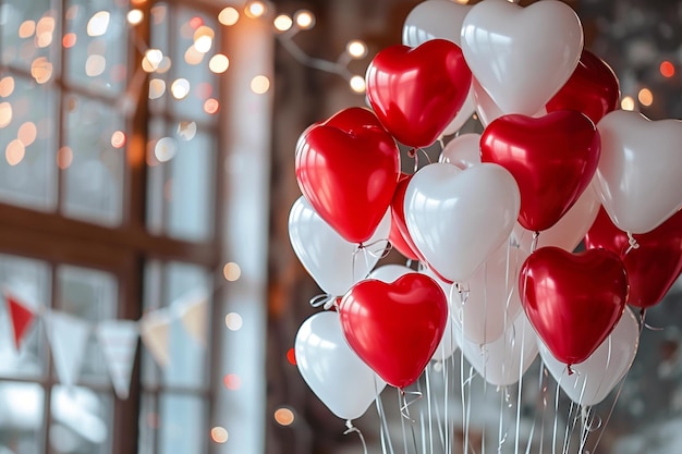 Happy valentines day decoration with heart shape balloon