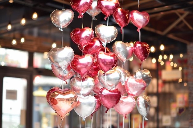 Happy valentines day decoration with heart shape balloon