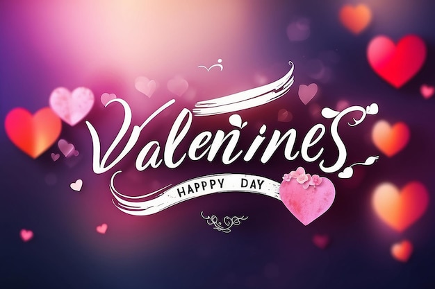 Happy valentines day handwritten text on blurred background 2024