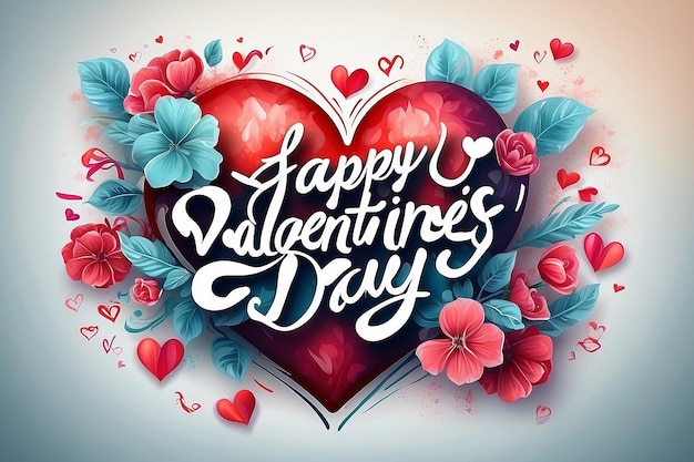 Happy valentines day handwritten text on blurred background 2024