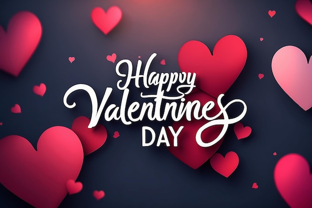 Happy valentines day handwritten text on blurred background 2024