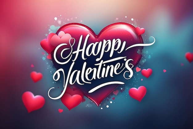 Happy valentines day handwritten text on blurred background 2024