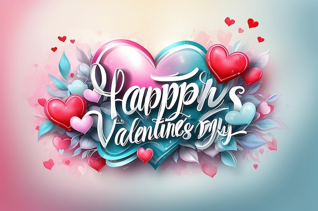 Happy valentines day handwritten text on blurred background 2024