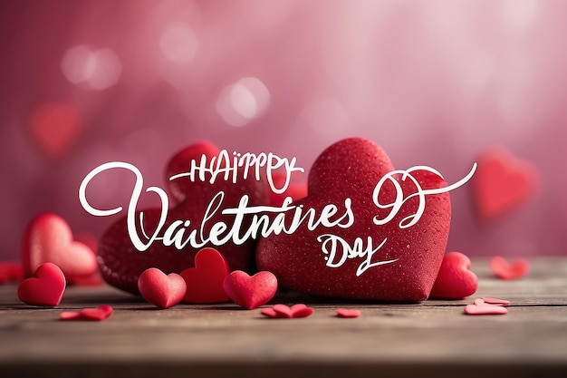 Happy valentines day handwritten text on blurred background 2024