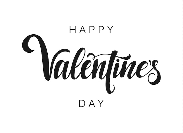 Happy Valentines Day lettering on white background Handwritten design element