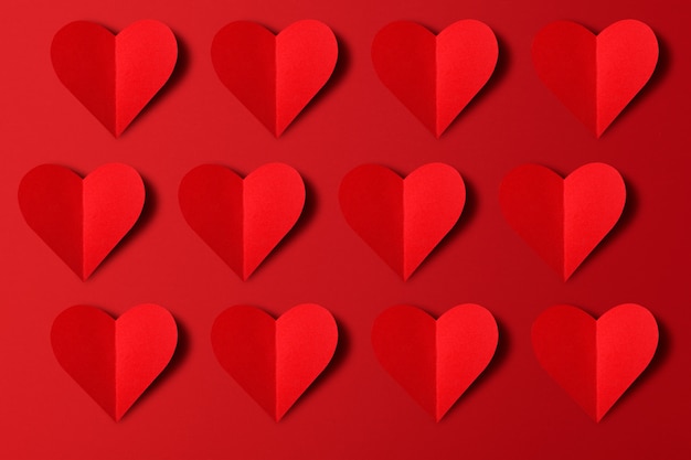 Happy Valentines day, Red Heart from paper. Good Holiday Card.