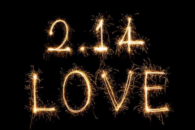 Happy Valentines Day - sparkler firework light alphabet