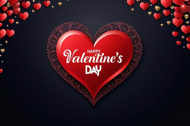 Happy valentines day text lettering heart shape