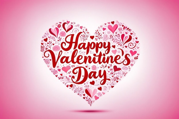 Happy valentines day text lettering heart shape