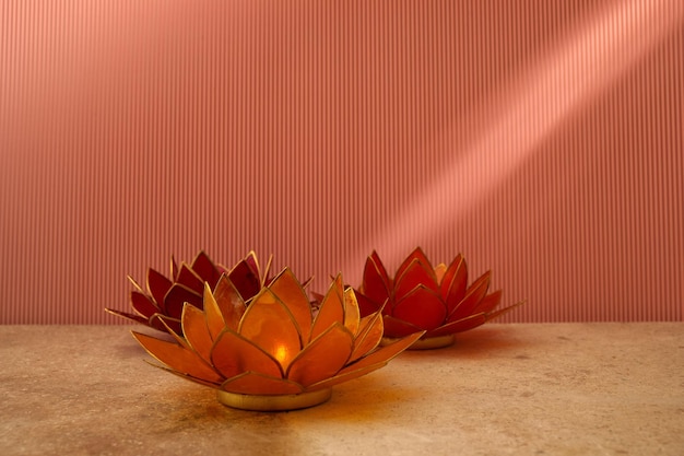 Happy vesak day buddha purnima background candles during vesak day celebration