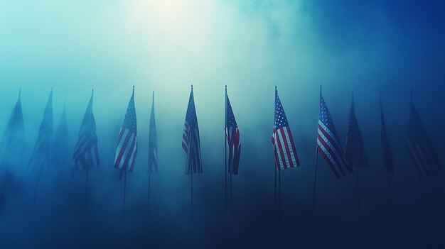 Happy Veterans Day Background with American Flags