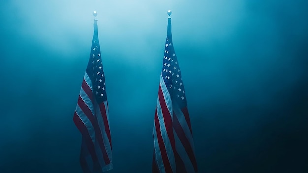 Happy Veterans Day Background with American Flags