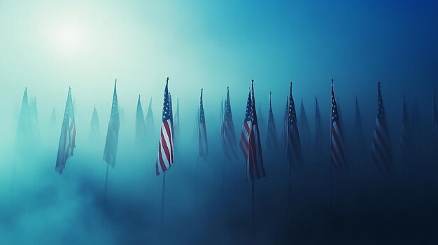 Happy Veterans Day Background with American Flags