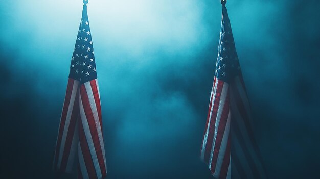 Happy Veterans Day Background with American Flags