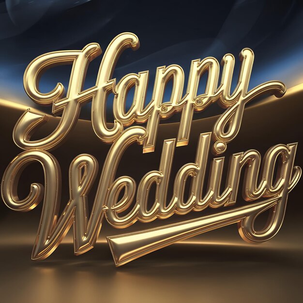 happy wedding ai generated 3d gold typography