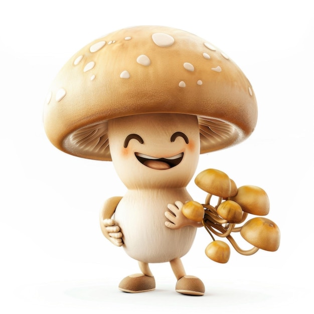 Photo happy and wholesome mushroom characters collection