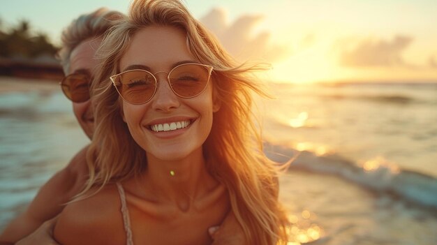 Happy woman on the beach