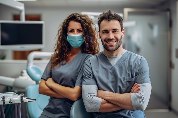 Happy woman getting dental checkup at dentistry Dentist using dental equipment for examination