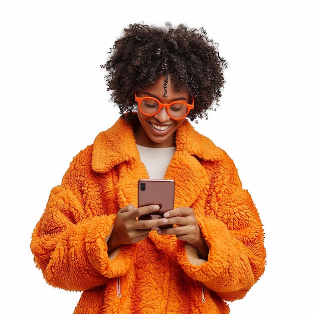 Happy Woman Holding Smartphone Enjoying Wireless Internet Connection