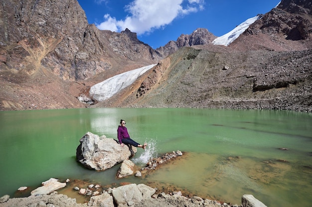 Happy woman in the mountains