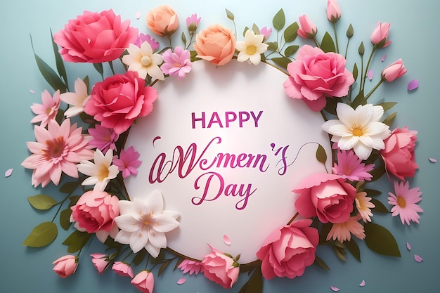 Happy woman's day with flower background