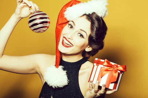 Happy woman in Santa cloth