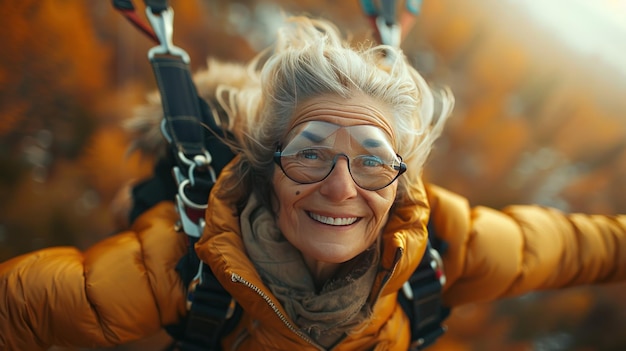 Happy Woman training indoors for a Tandem Skydive