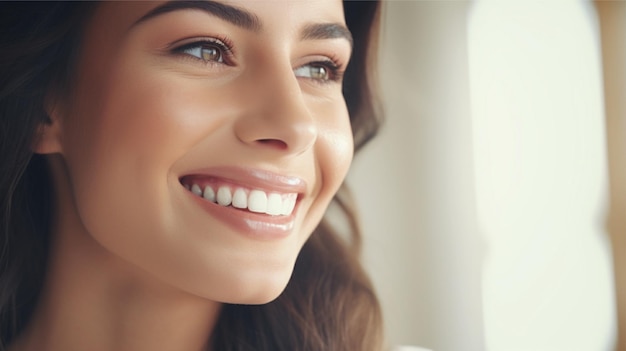 happy woman with clean teeth