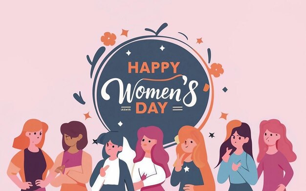 Happy women day text and womens image