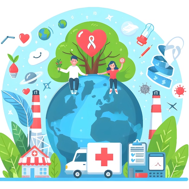 Happy World Health Day vector and illustration