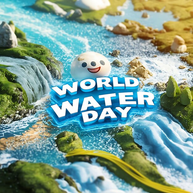 Photo happy world water day social media post or background 22 march