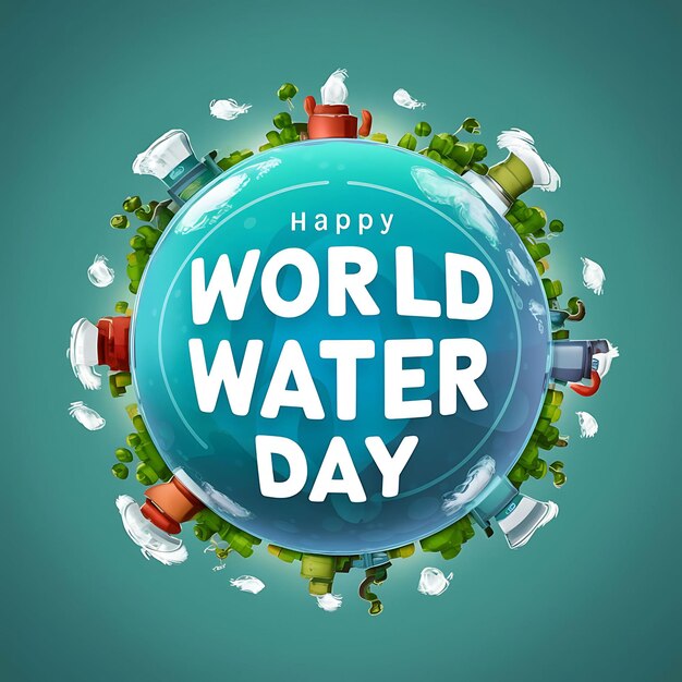 Photo happy world water day social media post or background 22 march