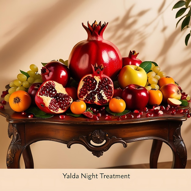 Photo happy yalda night banner with symbols and holiday elements