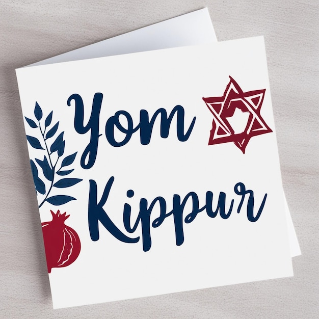 Happy Yom Kippur Card Banner or Poster with Botanical Frame and Garnet Vector Illustration EPS10