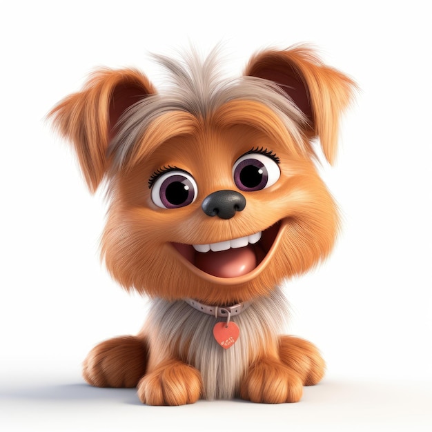 Happy Yorkshire Terrier with Adorable Smile in Pixar Style