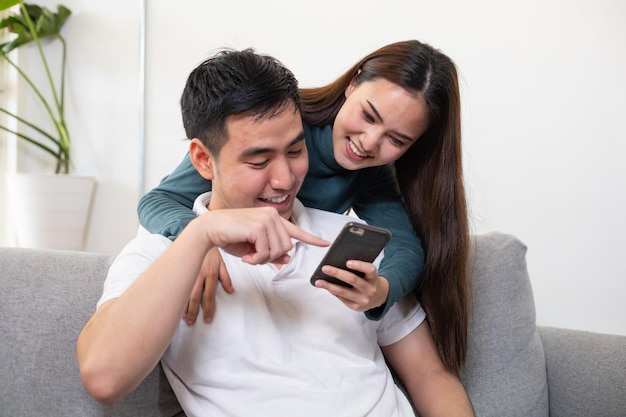 Happy young Asian couple after marriage